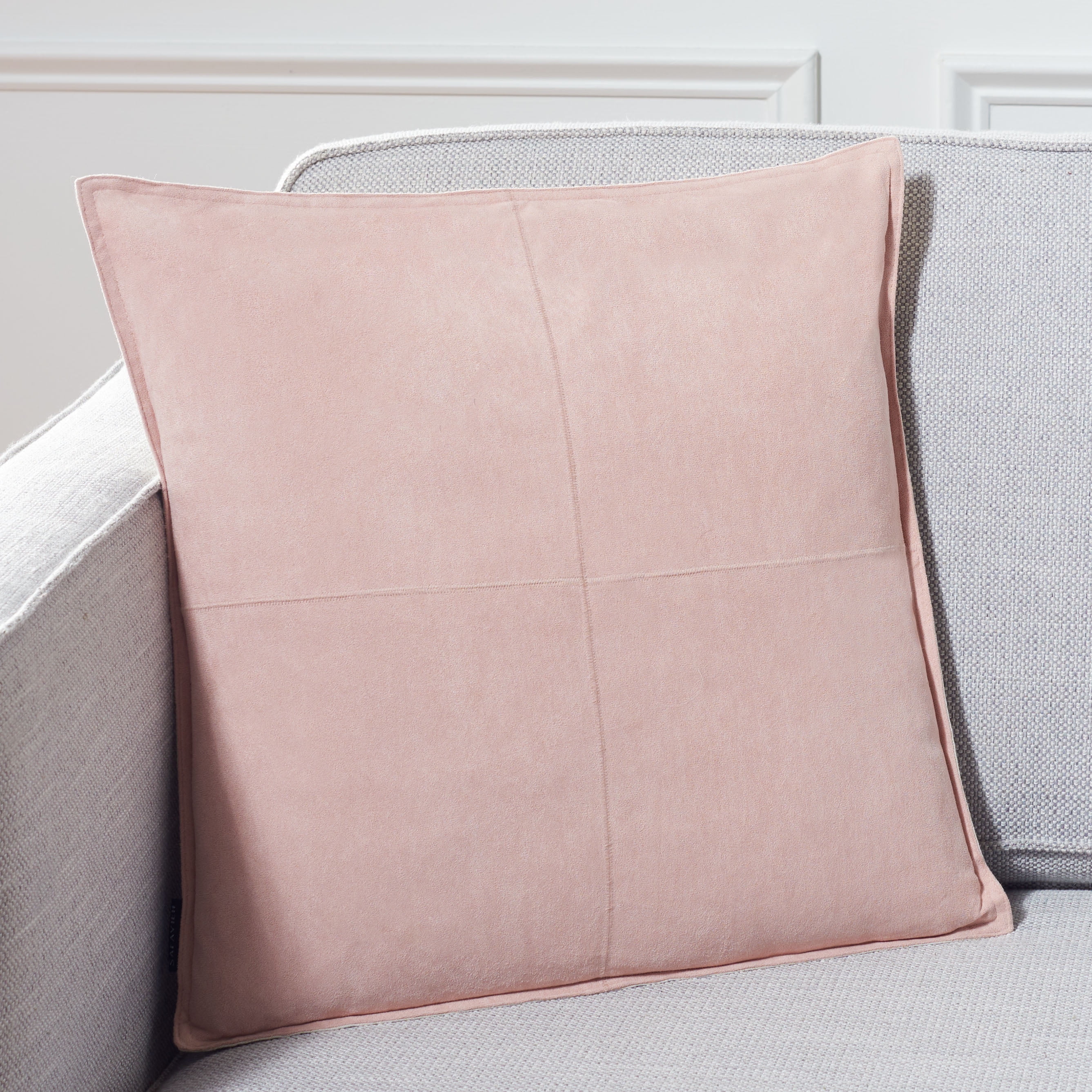Karya 18" Pink Faux Suede Reversible Throw Pillow