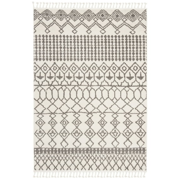 SAFAVIEH Kasbah Kiaran Geometric Aztec Area Rug, Ivory/Grey, 5' x 8'