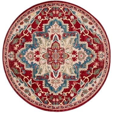 SAFAVIEH Kashan Clyde Oriental Area Rug, Red/Beige, 6'7" x 6'7" Round