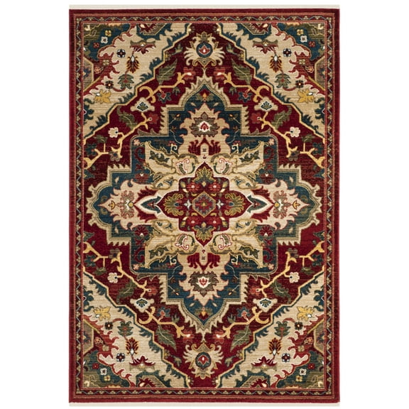 SAFAVIEH Kashan Clyde Traditional Area Rug, Red/Beige, 5'1" x 7'5"