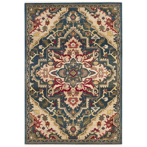 SAFAVIEH Kashan Clyde Oriental Area Rug, Blue/Beige, 6'7" x 9'
