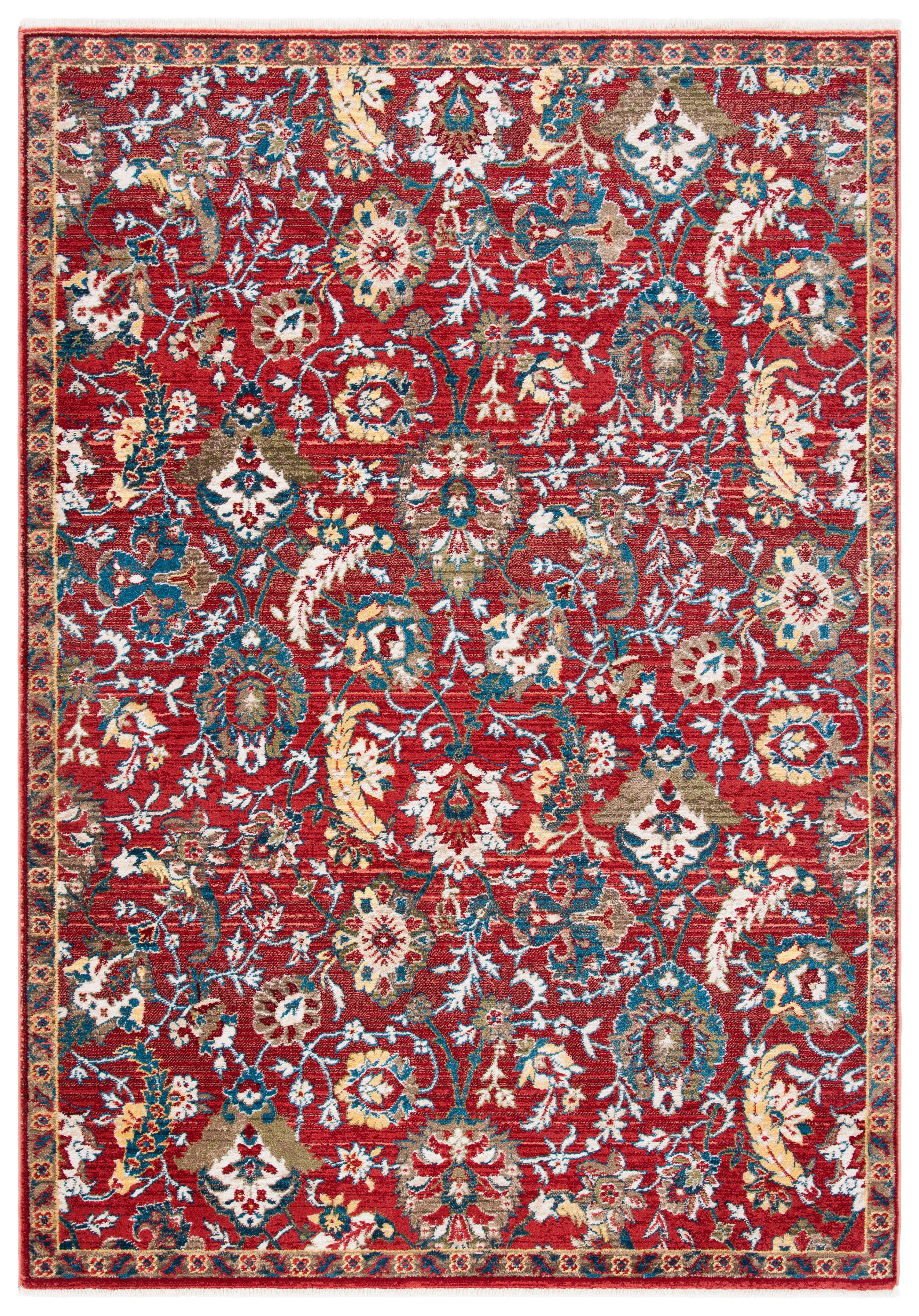 Rust and Ivory Synthetic Rectangular Area Rug, 5'1" x 7'5"