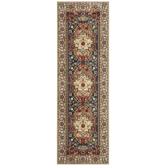 SAFAVIEH Kashan Jarrett Oriental Runner Rug, Ivory/Blue, 2'6" x 10'