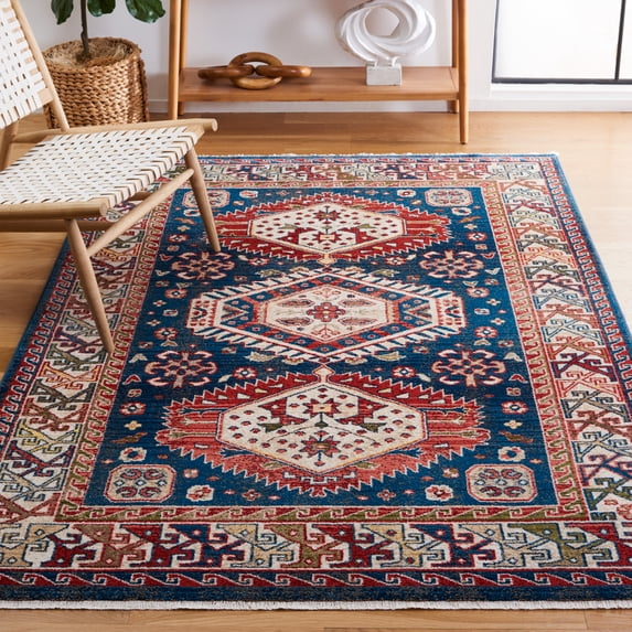 Safavieh Kashan Laura Bordered Area Rug, Blue/Ivory, 5'1" x 7'5"