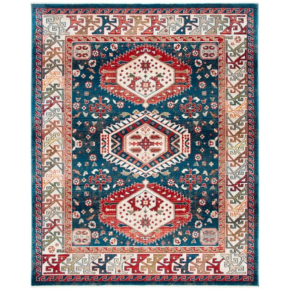 SAFAVIEH Kashan Laura Bordered Area Rug, Blue/Ivory, 8' x 10'