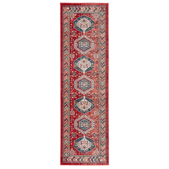 SAFAVIEH Kashan Laura Bordered Runner Rug, Rust/Ivory, 2'6" x 8'