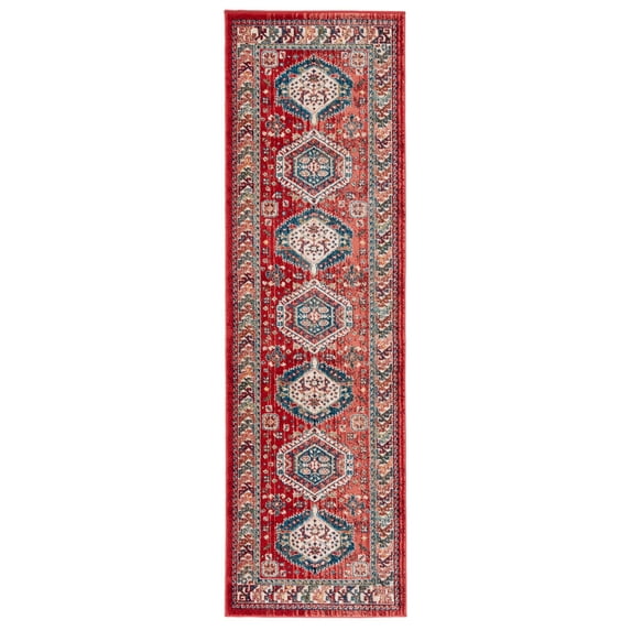 SAFAVIEH Kashan Laura Bordered Runner Rug, Rust/Ivory, 2'6" x 8'