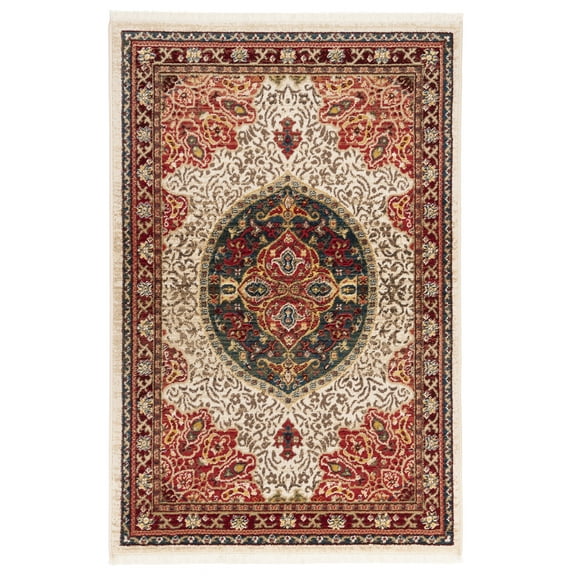 SAFAVIEH Kashan Mason Oriental Area Rug, Ivory/Red, 4' x 6'