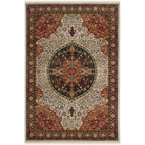 SAFAVIEH Kashan Mason Traditional Area Rug, Ivory/Red, 3'3" x 4'10"