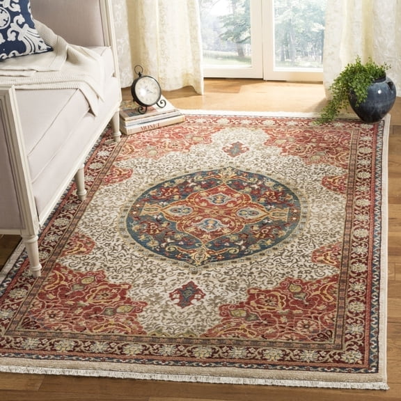 SAFAVIEH Kashan Mason Traditional Area Rug, Ivory/Red, 8' x 10'