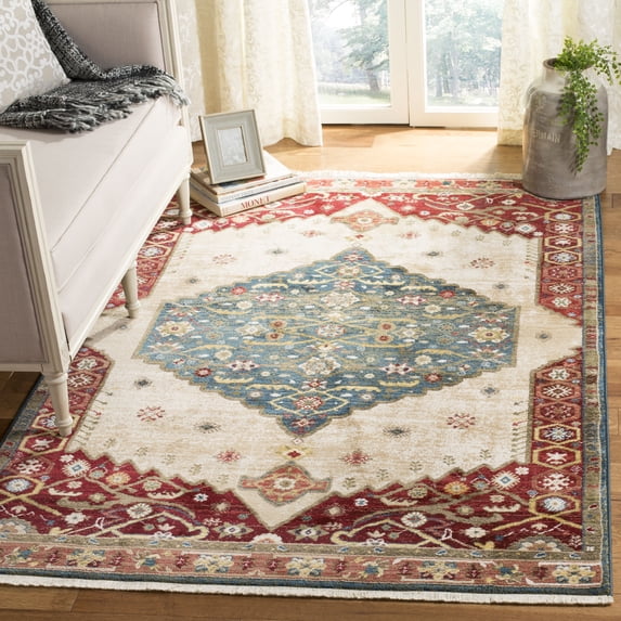 SAFAVIEH Kashan Mihaela Traditional Area Rug, Blue/Red, 5'1" x 7'5"