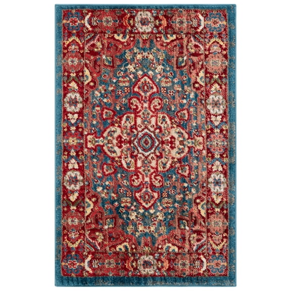 SAFAVIEH Kashan Pema Oriental Area Rug, Blue/Red, 2' x 3'