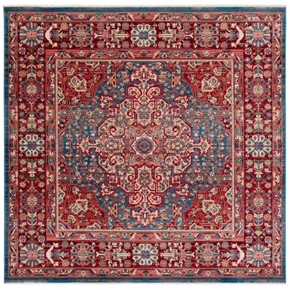 SAFAVIEH Kashan Pema Oriental Area Rug, Blue/Red, 3'3" x 3'3" Square