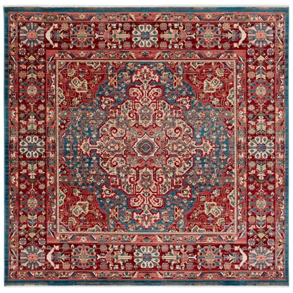 SAFAVIEH Kashan Pema Oriental Area Rug, Blue/Red, 5'1" x 5'1" Square