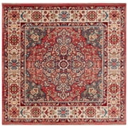 SAFAVIEH Kashan Pema Oriental Area Rug, Red/Ivory, 3'3" x 3'3" Square