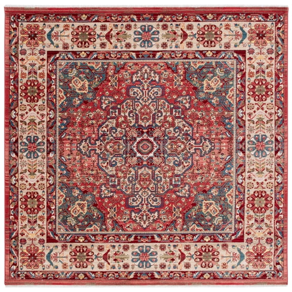 SAFAVIEH Kashan Pema Oriental Area Rug, Red/Ivory, 3'3" x 3'3" Square