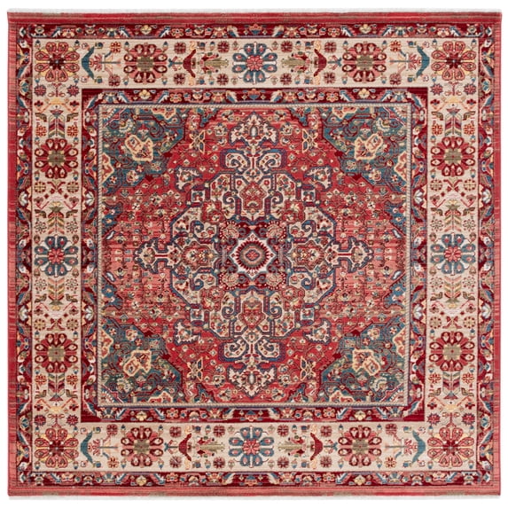 SAFAVIEH Kashan Pema Oriental Area Rug, Red/Ivory, 5'1" x 5'1" Square