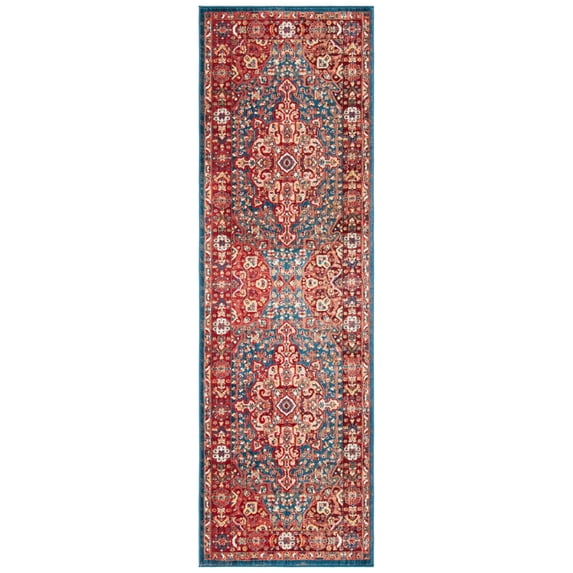 SAFAVIEH Kashan Pema Oriental Runner Rug, Blue/Red, 2'6" x 10'