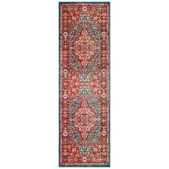 SAFAVIEH Kashan Pema Oriental Runner Rug, Blue/Red, 2'6" x 6'