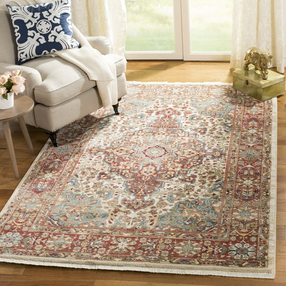 SAFAVIEH Kashan Pema Traditional Area Rug, Ivory/Blue, 9' x 12'
