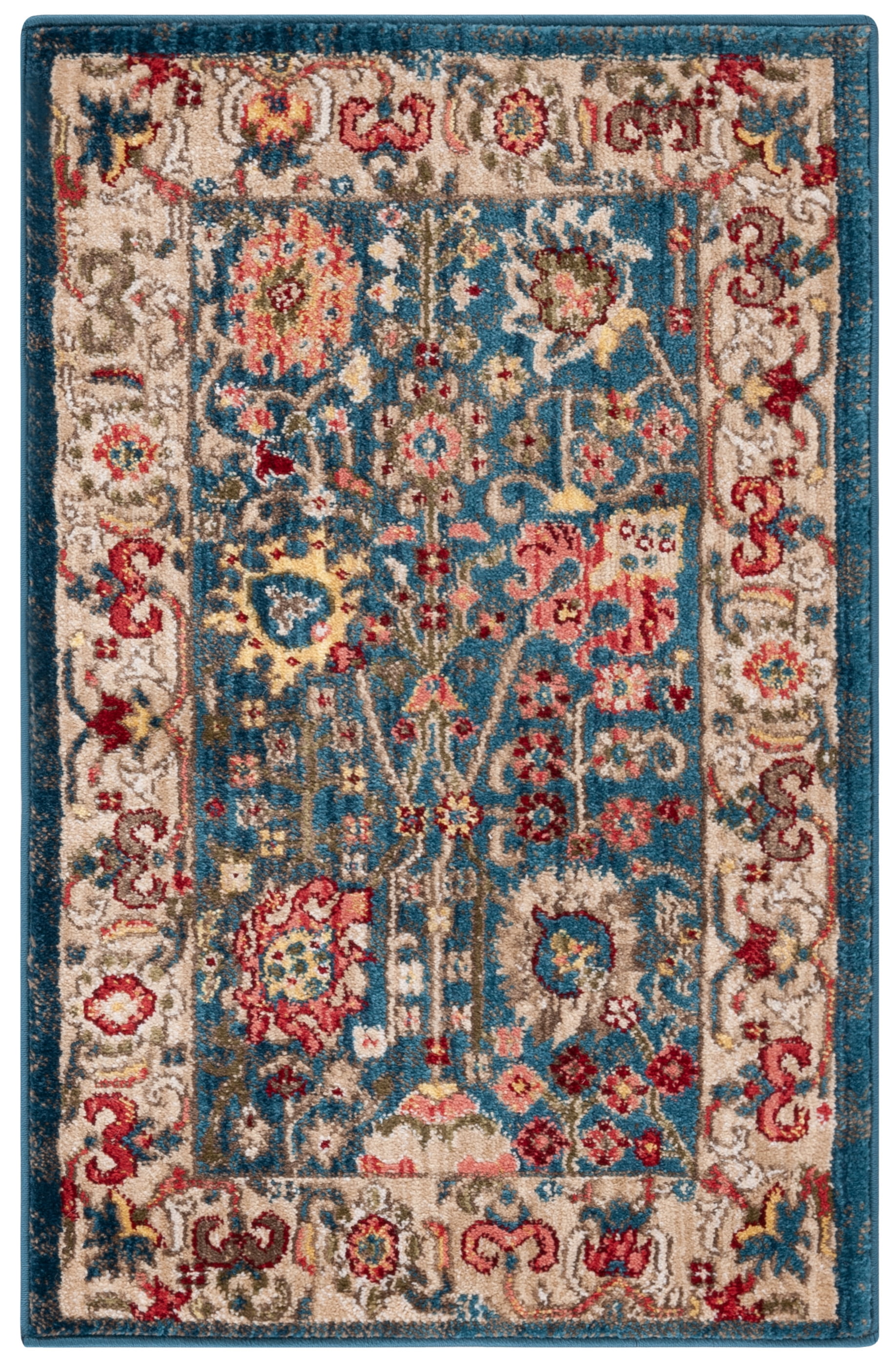 SAFAVIEH Kashan Vaska Oriental Area Rug, Blue/Tan, 2' x 3'