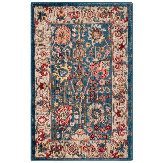 SAFAVIEH Kashan Vaska Oriental Area Rug, Blue/Tan, 2' x 3'
