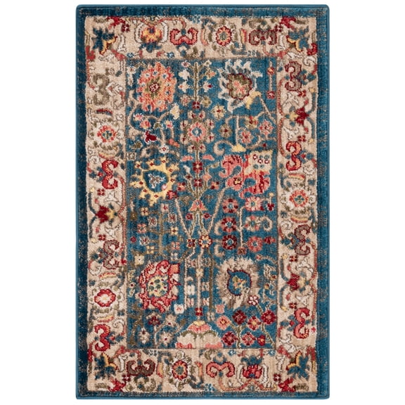 SAFAVIEH Kashan Vaska Oriental Area Rug, Blue/Tan, 2' x 3'