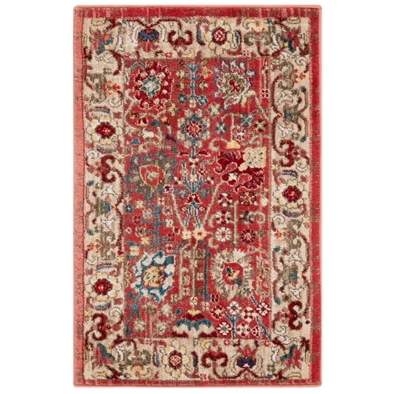 SAFAVIEH Kashan Vaska Oriental Area Rug, Red/Beige, 2' x 3'
