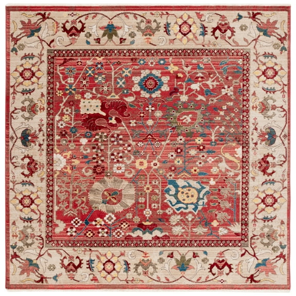 SAFAVIEH Kashan Vaska Oriental Area Rug, Red/Beige, 6'7" x 6'7" Square