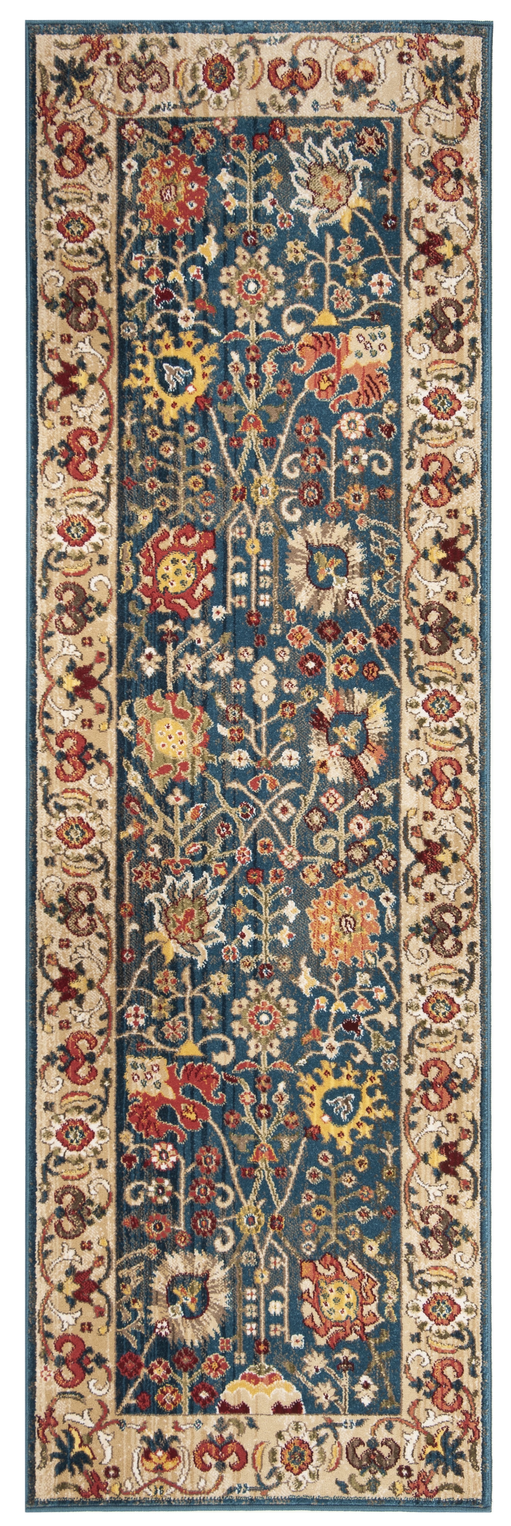 SAFAVIEH Kashan Vaska Oriental Runner Rug, Blue/Tan, 2'6" x 12'