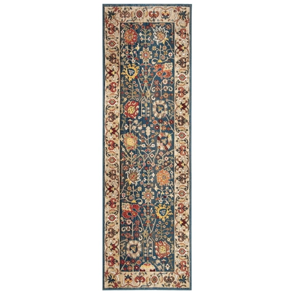 SAFAVIEH Kashan Vaska Oriental Runner Rug, Blue/Tan, 2'6" x 12'