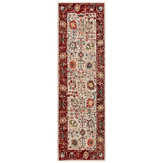 SAFAVIEH Kashan Vaska Oriental Runner Rug, Ivory/Red, 2'6" x 14'
