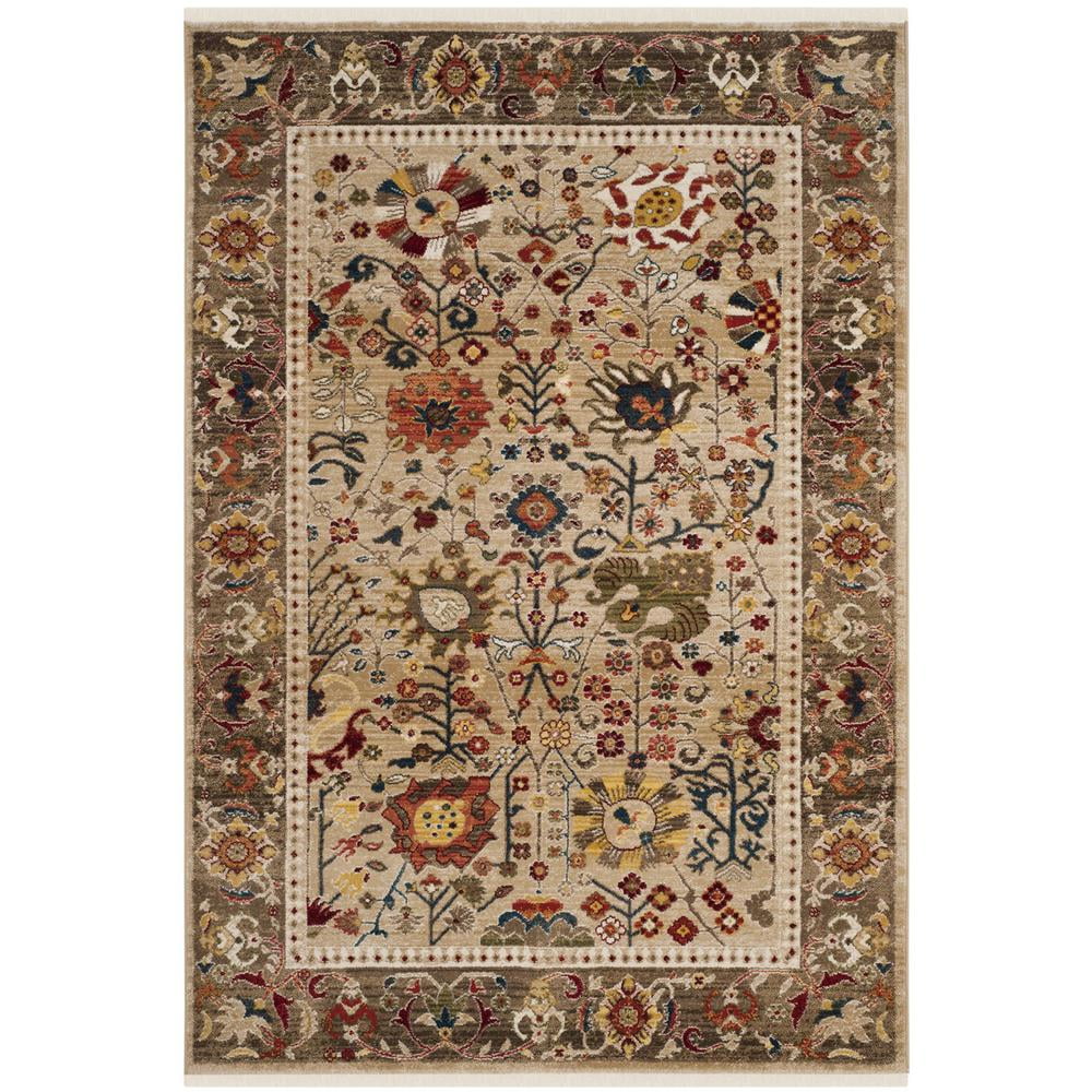 Beige and Taupe Floral Synthetic 8' x 10' Area Rug