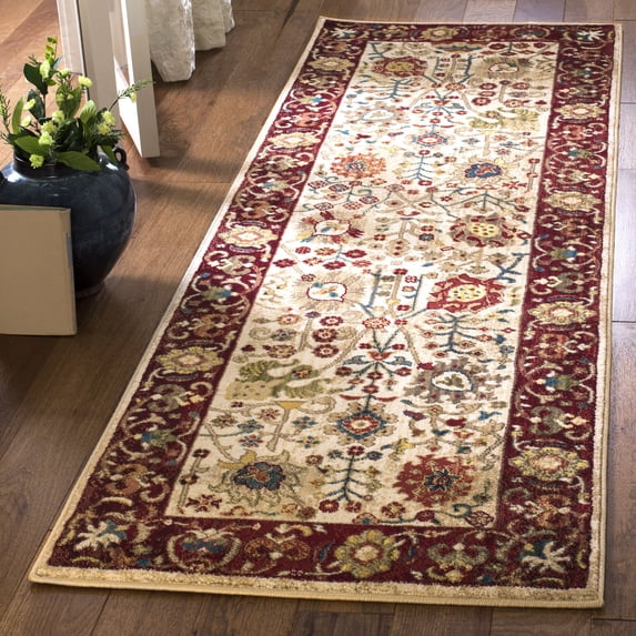 SAFAVIEH Kashan Vaska Traditional Runner Rug, Ivory/Red, 2'6" x 8'
