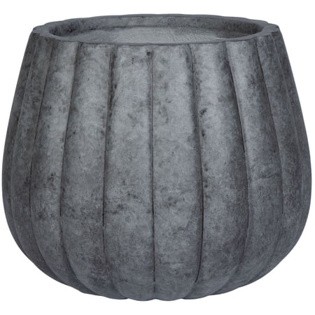 SAFAVIEH Kaston Concrete Modern Solid Round Patio Planter, Grey