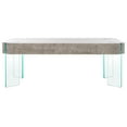 thumbnail image 1 of SAFAVIEH Katelyn Contemporary Wood Coffee Table, Light Concrete/Clear Glass, 1 of 10