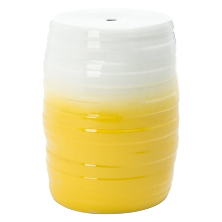 SAFAVIEH Katrice 18" Contemporary Two-Tone Ceramic Garden Stool, Yellow