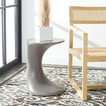 SAFAVIEH Kavita Outdoor Patio Concrete Accent Stool, Dark Grey