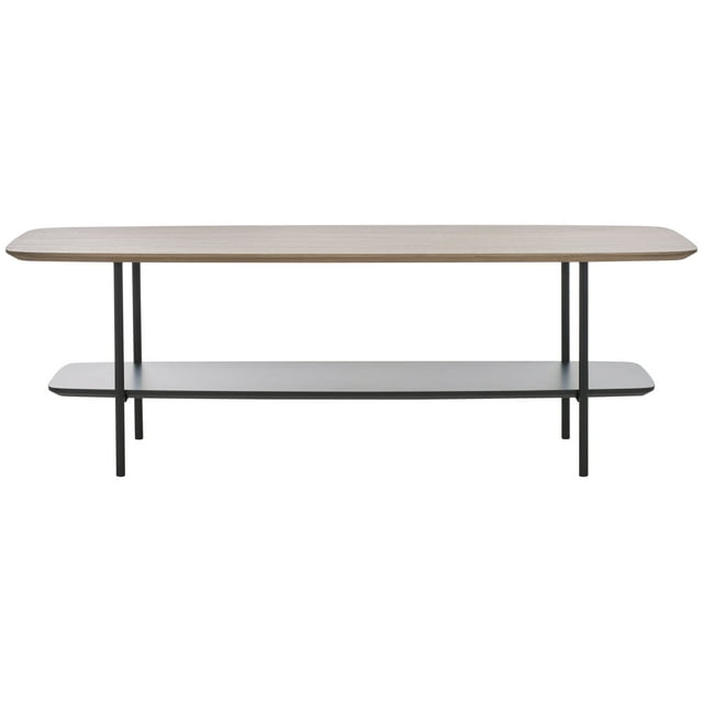 SAFAVIEH Kayleigh Modern Wood Coffee Table, Light Grey Oak/Matte Black/Black