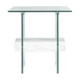 thumbnail image 1 of SAFAVIEH Kayley Modern 2-Tier Glass Accent Table, Faux White Marble, 1 of 3
