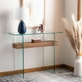 thumbnail image 1 of SAFAVIEH Kayley Rectangular Modern Glass Console Table, Natural Brown, 1 of 5