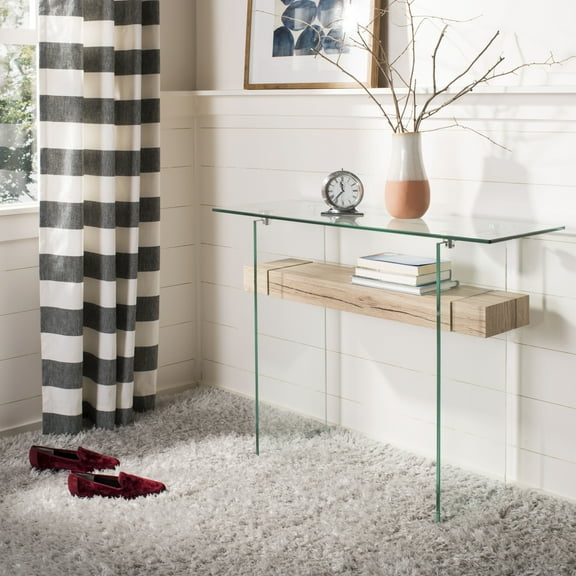 SAFAVIEH Kayley Rectangular Modern Glass Console Table, Natural