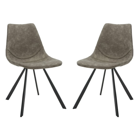 SAFAVIEH Kayne Modern Tufted Dining Chair, Grey, Set of 2 (23.8 in. W x 19 in. D x 32.5 in. H)