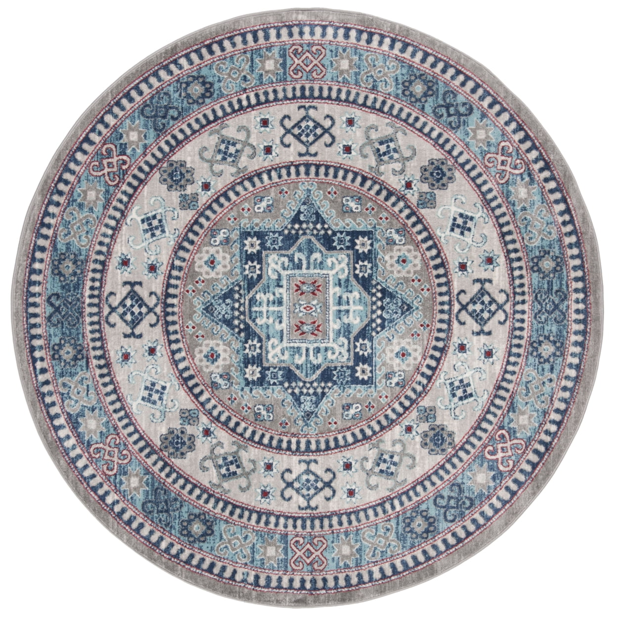 Kazumamacyan　0617 SAFAVIEH Kazak Caymen Geometric Area Rug, Grey/Blue, 6'7