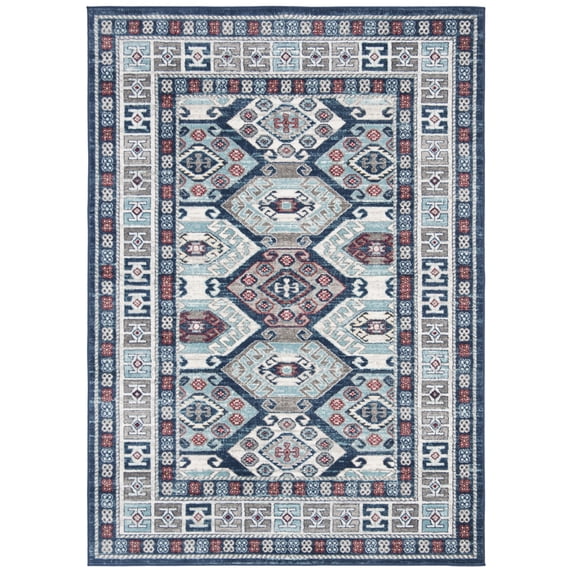 SAFAVIEH Kazak Jancis Geometric Area Rug, Blue/Grey, 5'3" x 7'6"