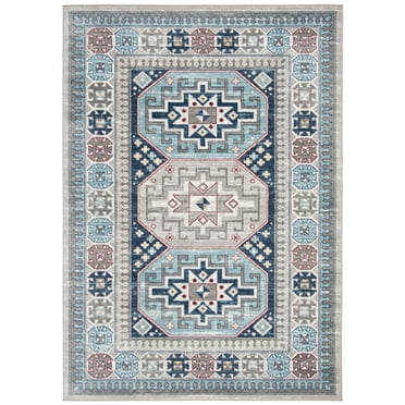 SAFAVIEH Kazak Jennine Geometric Area Rug, Grey/Blue, 8' x 10'
