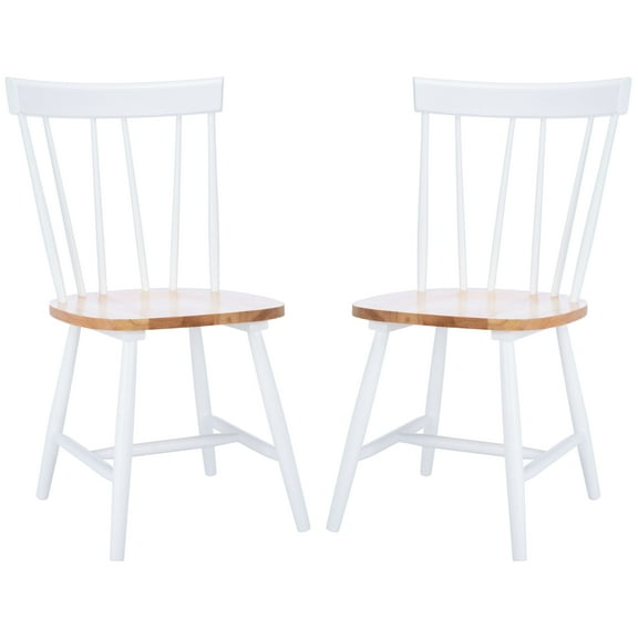 SAFAVIEH Kealey Dining Chair, Natural/White, Set of 2 (19.5 in. W x 17.3 in. D x 35 in. H)