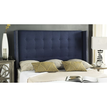 SAFAVIEH Keegan Winged Tufted Headboard with Nail Heads, Full, Navy