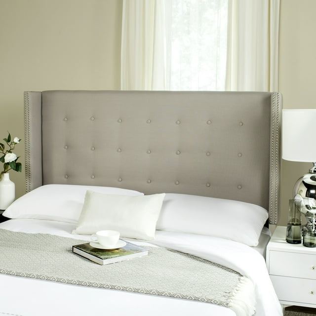 SAFAVIEH Keegan Winged Tufted Headboard with Nail Heads, Queen, Taupe