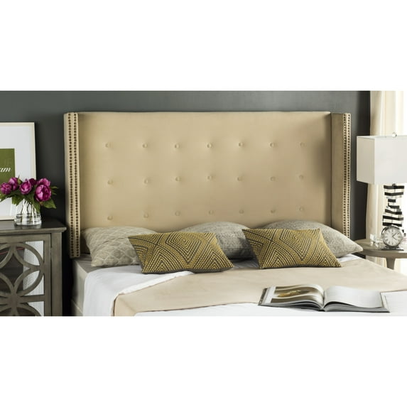 SAFAVIEH Keegan Winged Tufted Headboard with Nail Heads, Twin, Buckwheat